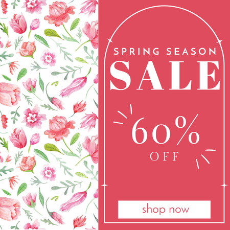 Spring Sale Announcement with Flower Pattern Instagram AD Design Template