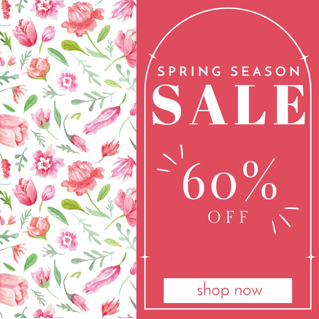 Spring Sale Announcement with Flower Pattern Instagram ADデザインテンプレート
