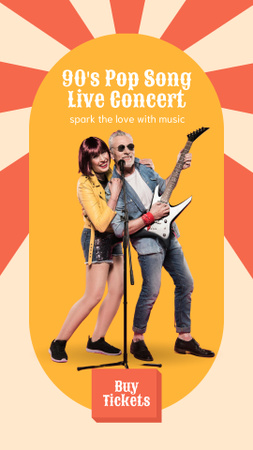 90's Pop Song Live Concert With Guitar Instagram Story Design Template
