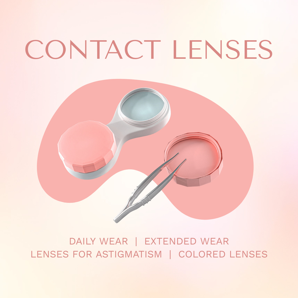 Szablon projektu Sale Offer for Ophthalmic Set with Contact Lenses Instagram