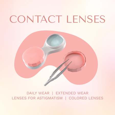 Sale Offer for Ophthalmic Set with Contact Lenses Instagram Design Template