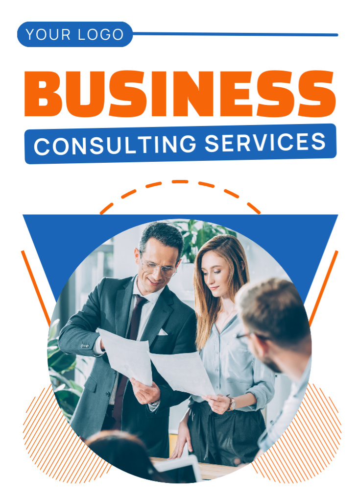 Team working on Business Consulting Flayer – шаблон для дизайна