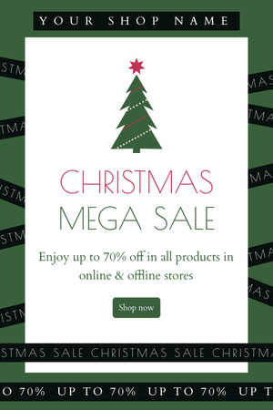 Christmas Mega Sale Announcement with a Xmas Tree Pinterest Design Template