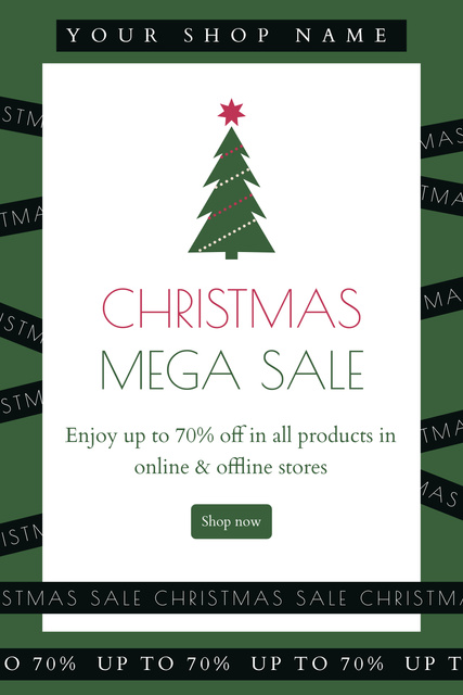 Christmas Mega Sale Announcement with a Xmas Tree Pinterestデザインテンプレート