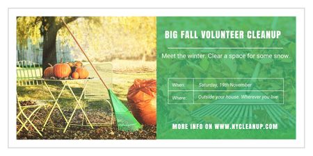 Volunteer Cleanup with Pumpkins in Autumn Garden Image Design Template