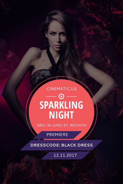 Night Party Invitation Woman in Glamorous Outfit Tumblr tervezősablon
