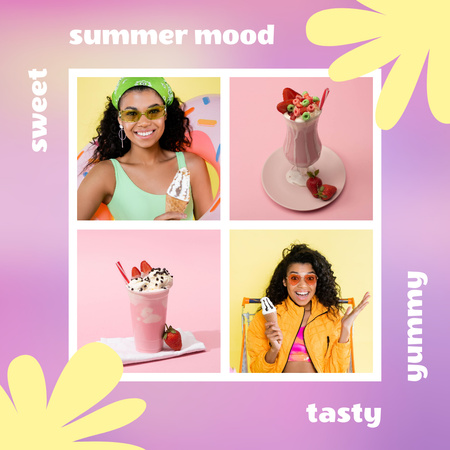 Mixed Race Women on Summer Mood Collage Instagram Design Template