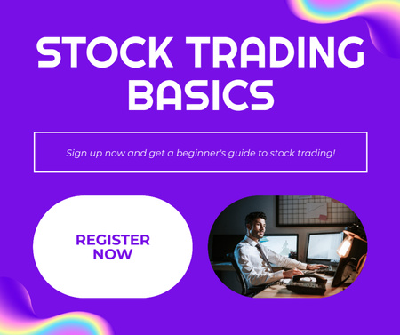 Platilla de diseño Registration for Basic Educational Guide to Stock Trading Facebook
