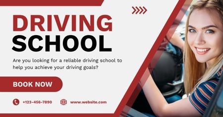 Modèle de visuel Offre de cours de conduite de véhicule niveau avancé avec réservation - Facebook AD