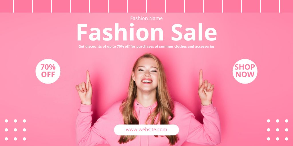 Sweet Pink Collection of Clothes Twitter Design Template