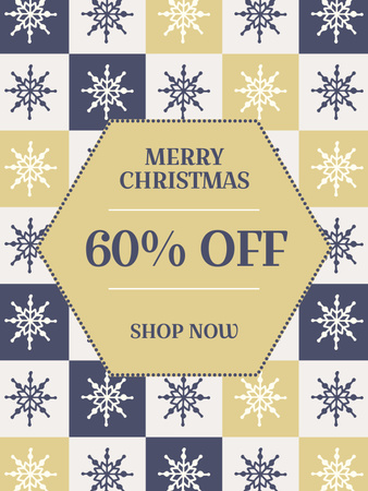 Christmas Sale Offer Snowflake Pattern Poster US Design Template