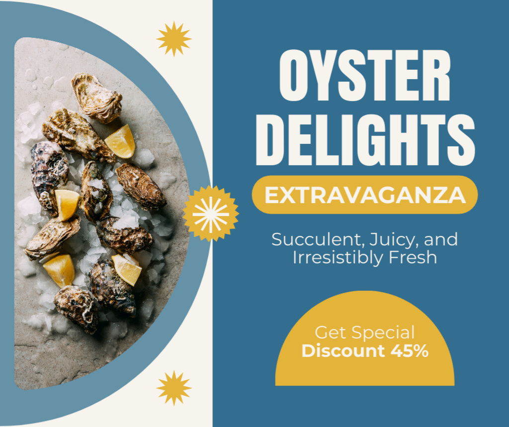 Offer of Oyster Delights with Discount Facebook Šablona návrhu