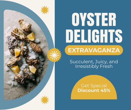 Offer of Oyster Delights with Discount Facebook Design Template