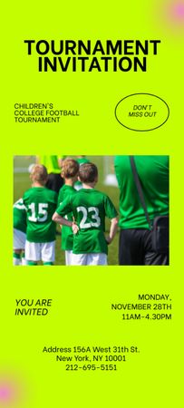 Football Tournament Announcement Invitation 9.5x21cm Design Template