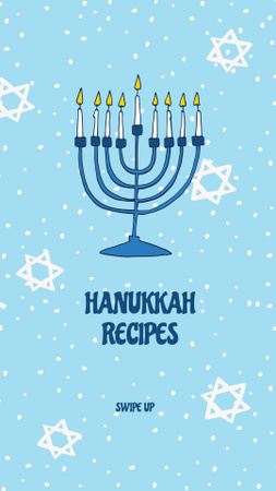 Hanukkah Recipes Ad with Festive Menorah Instagram Story Design Template