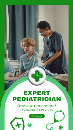 Plantilla de diseño de Oferta de servicios de pediatra altamente calificado con estetoscopio Instagram Video Story 