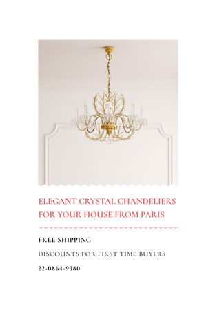 Elegant crystal chandeliers from Paris Poster 28x40in Design Template
