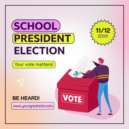 Iskolai elnökválasztási hirdetmény Animated Post tervezősablon