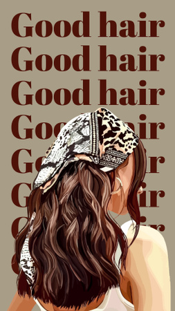 anúncio de cuidados com o cabelo com menina em kerchief elegante Instagram Video Story Modelo de Design