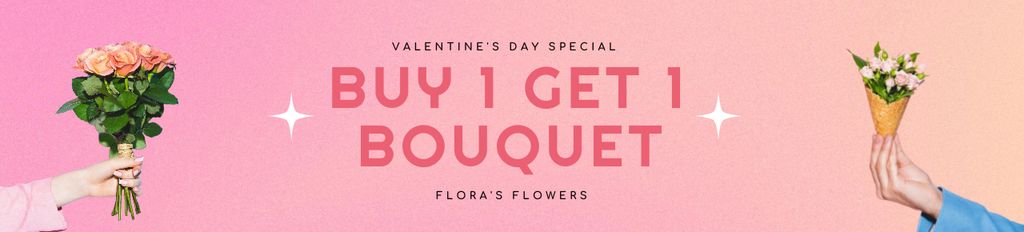 Offer Discounts on Bouquets of Flowers for Valentine's Day Ebay Store Billboard Design Template