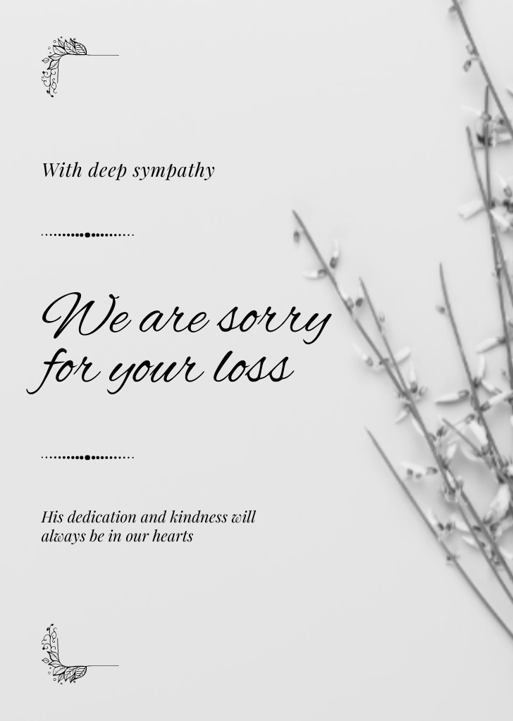 Deepest Condolence Messages on Death Grey Postcard A6 Vertical – шаблон для дизайну
