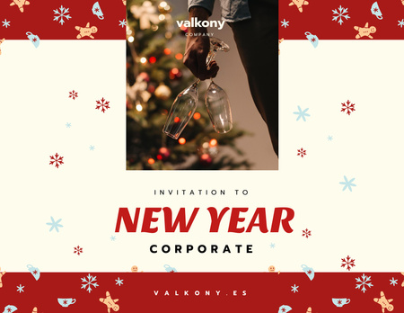 Designvorlage Man with Champagne at New Year Corporate Party für Flyer 8.5x11in Horizontal