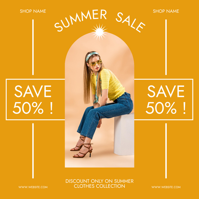 Designvorlage Summer Sale Offer on Yellow für Instagram