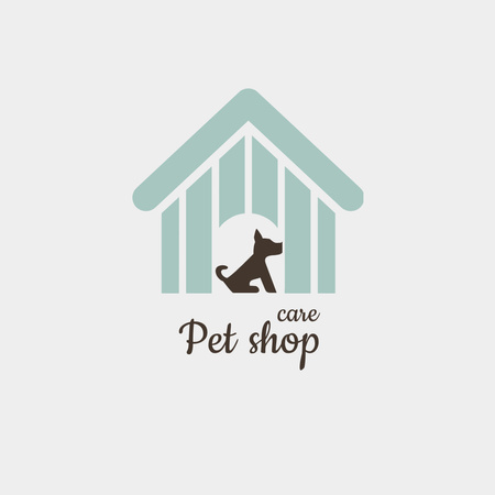 Pet Shop Emblem with Cute Dog Logo 1080x1080px Tasarım Şablonu