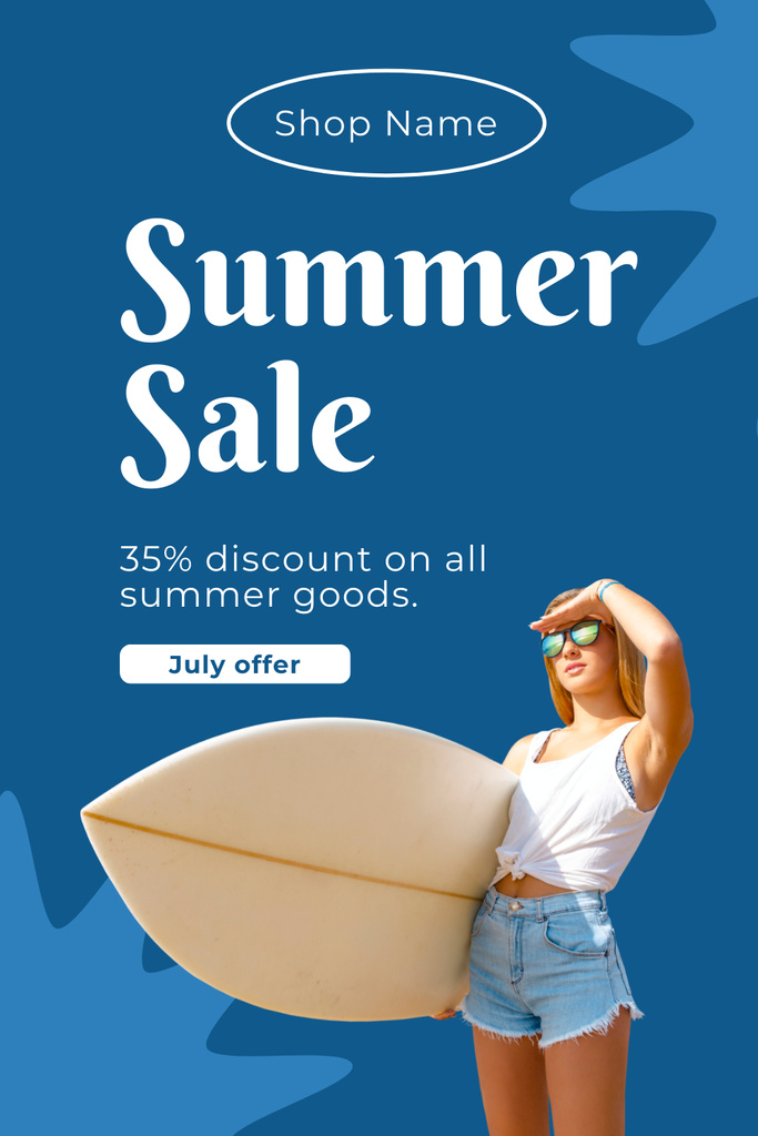 Summer Goods Discount for Active Leisure Pinterestデザインテンプレート