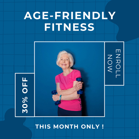 Age-Friendly Fitness Offer With Discount Instagram Design Template