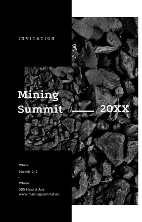 Black Coal Pieces Photo For Mining Summit Invitation 4.6x7.2in Design Template
