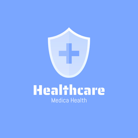 Emblem of Medical Institution with Cross on Blue Logo Design Template