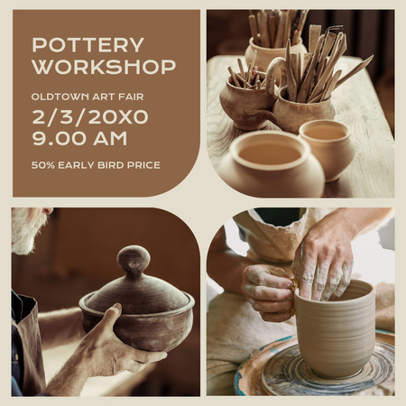 Collage with Proposal of Pottery Workshop Services Instagram Tasarım Şablonu