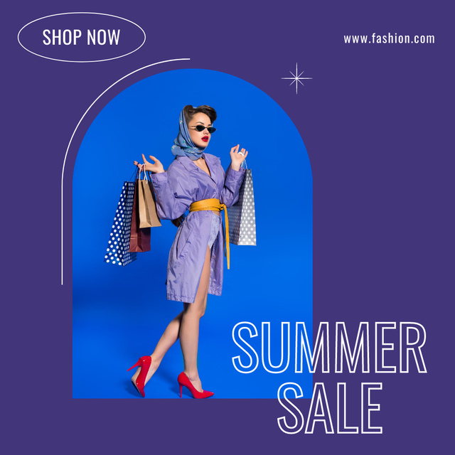 Stylish Woman with Shopping Bags Instagram Design Template