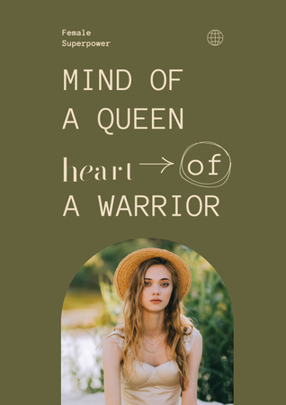Inspirational Quote with Beautiful Young Woman Poster – шаблон для дизайна