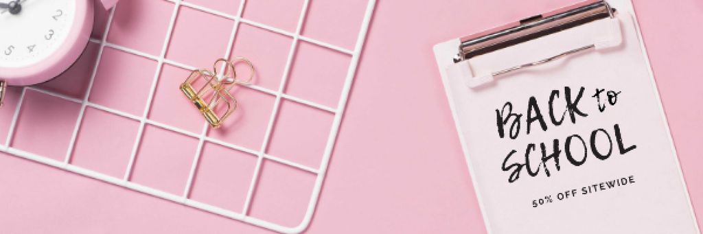 Ontwerpsjabloon van Email header van Back to School sale in pink