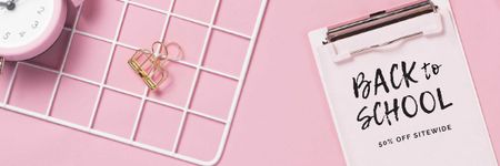 Designvorlage back to school verkauf in rosa für Email header