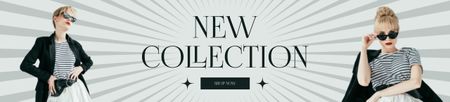 Platilla de diseño New Collection Ad with Woman in Stylish Sunglasses Ebay Store Billboard