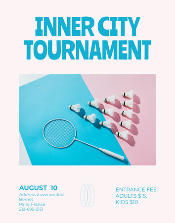 Inner Badminton Tournament Event Announcement Poster 22x28in Design Template