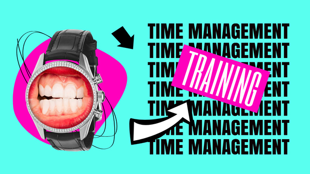 Funny Illustration with Human Teeth on Clock Dial Youtube Thumbnail Design Template