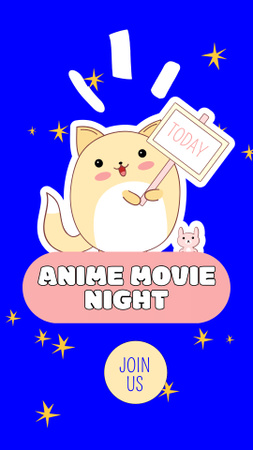 Designvorlage Netter Charakter mit Anime Movie Night Angebot für Instagram Video Story