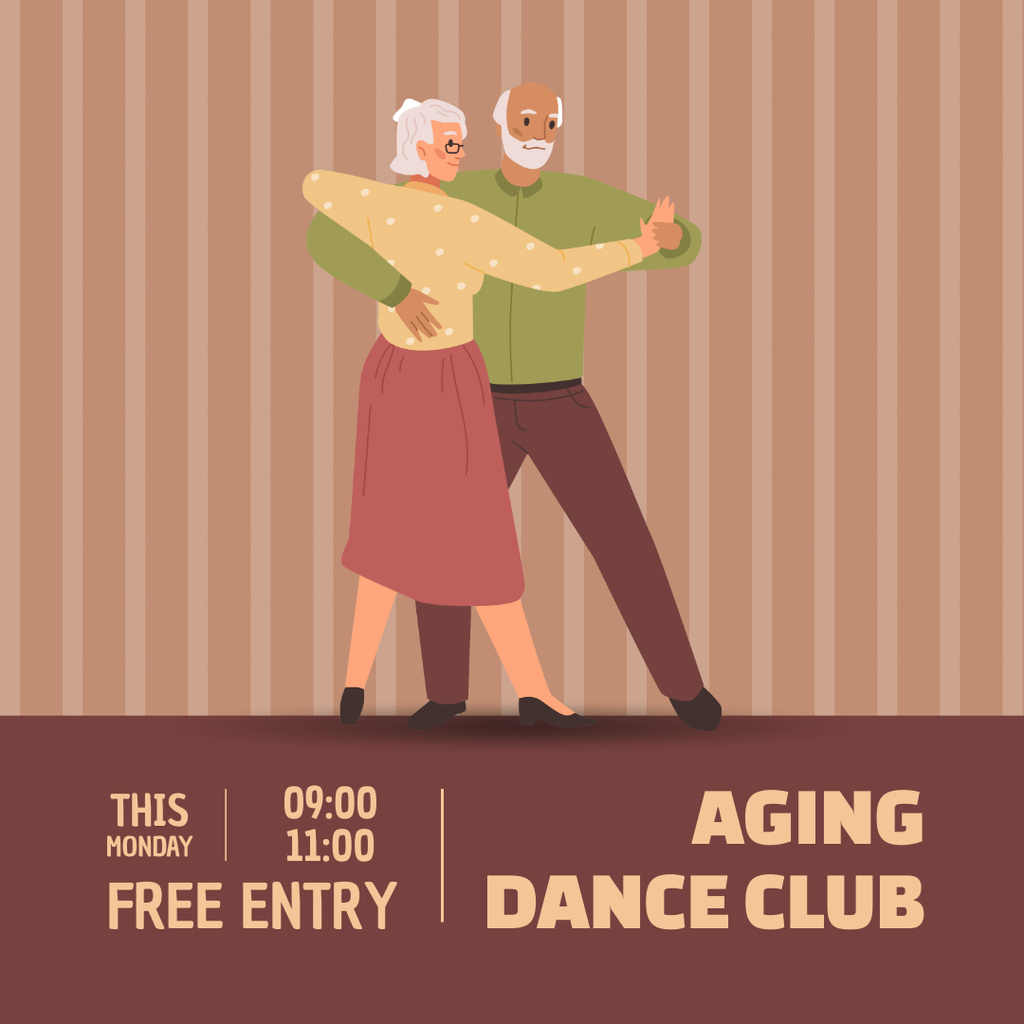 Designvorlage Dancing Club For Seniors With Free Entry für Instagram