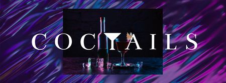 Bar Ad Cocktail Drink on Counter Facebook Video cover Design Template