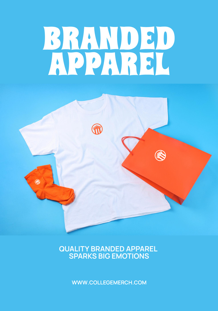 Branded College Apparel and Merchandise Offer Poster 28x40in – шаблон для дизайну