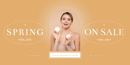 Modèle de visuel Annonce de l'offre de vente de printemps de cosmétiques - Twitter