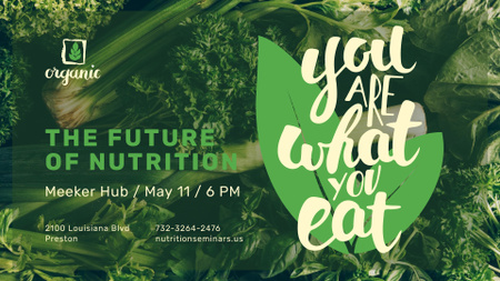 Nutrition Lecture announcement with Green Food FB event cover Πρότυπο σχεδίασης