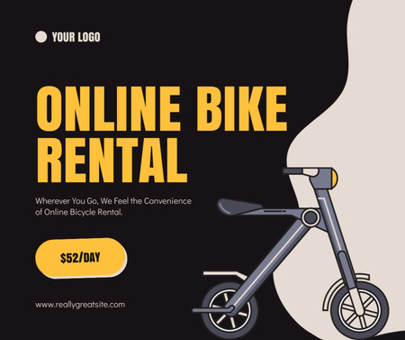Alugue uma bicicleta com serviço online Facebook Modelo de Design