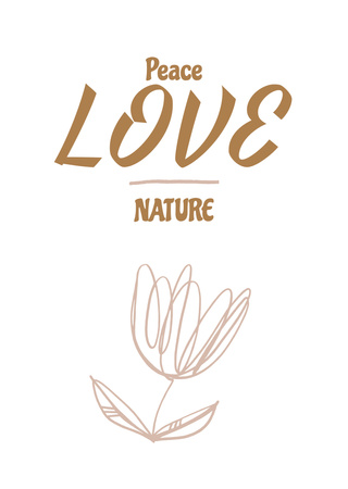 Eco Concept With Flower Illustration Postcard A6 Vertical Design Template