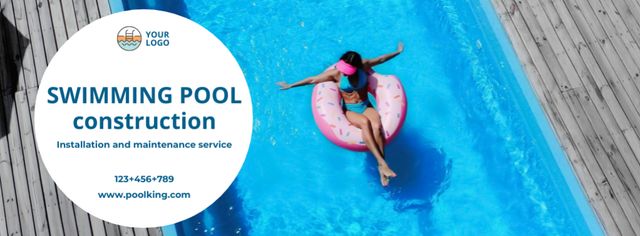 Private Pool Construction Services Facebook cover – шаблон для дизайна