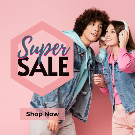 Youth Clothing Super Sale Announcement Instagram Design Template